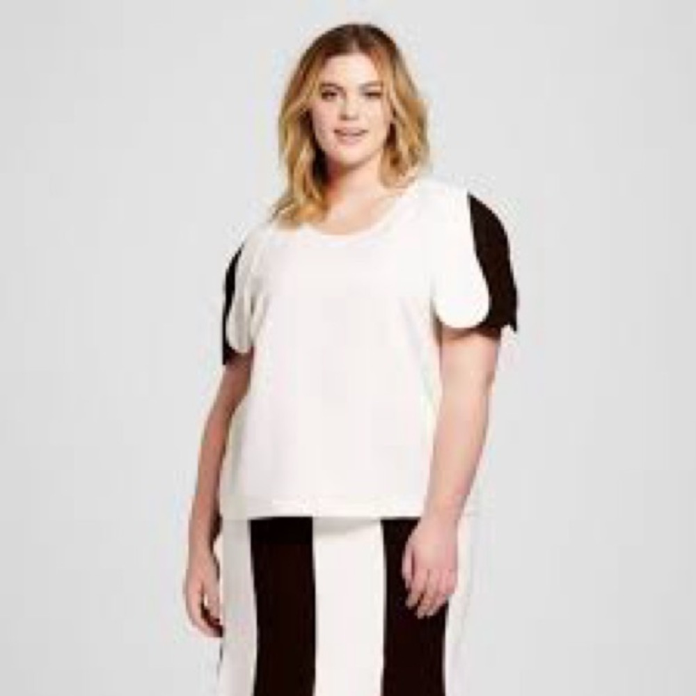 Victoria Beckham for Target Cream and White Boxy Blouse